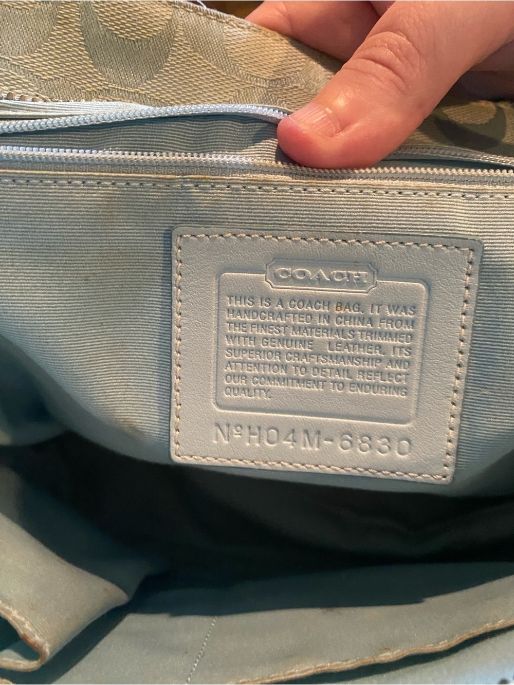 Coach Signature Canvas and Suede Tote Bag in Light Sky Blue **READ DESCRIPTION** - Picture 4 of 13